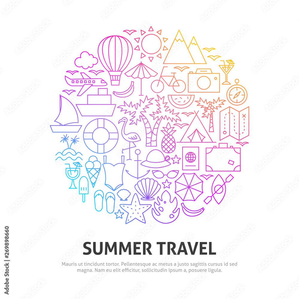 Summer Travel Circle Concept
