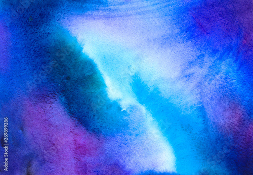 Watercolor abstract blue background alike to nebula