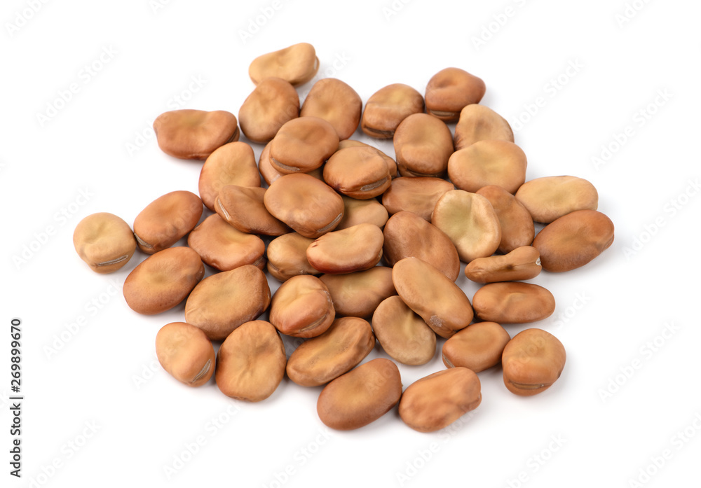 dried broad beans on white background dried broad beans on white background