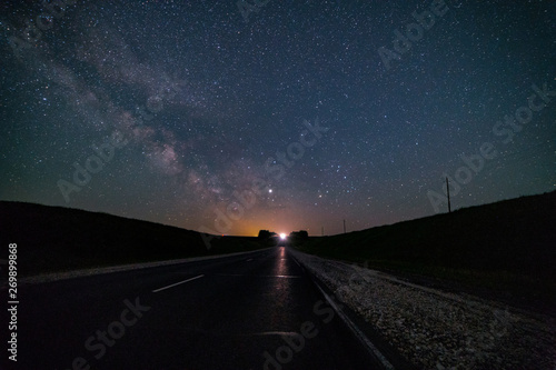 The Milky Way, over the road that goes into the distance. © Дмитрий Ногаев