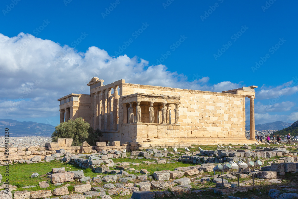 View of the Erechtheum, temple dedicated to the goddess Athena Poliade