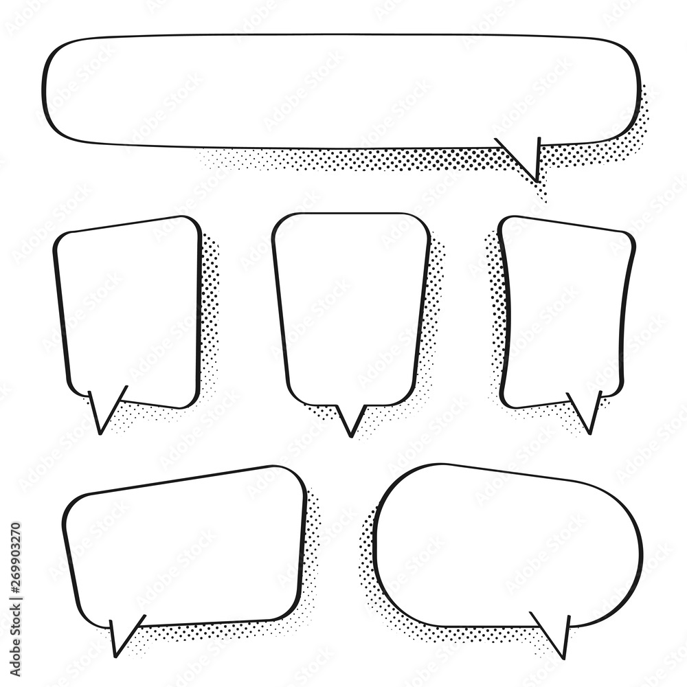 Set of comic speech bubbles. Vintage empty comic bubbles with halftone ...