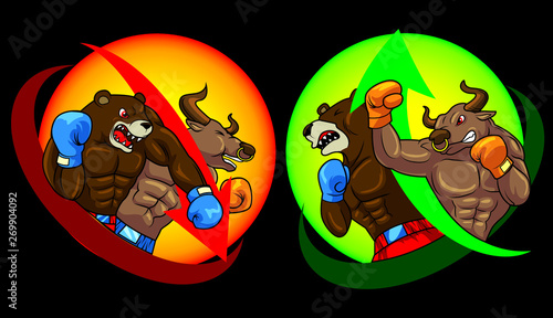 Bull VS Bear trader fight