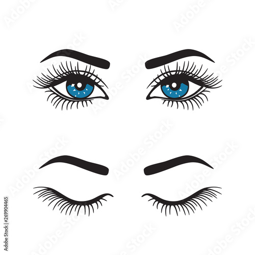 Eyebrows with eyes logo set. Vector.