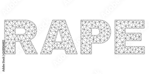 Mesh vector RAPE text. Abstract lines and points form RAPE black carcass symbols. Linear carcass flat polygonal mesh in vector format.