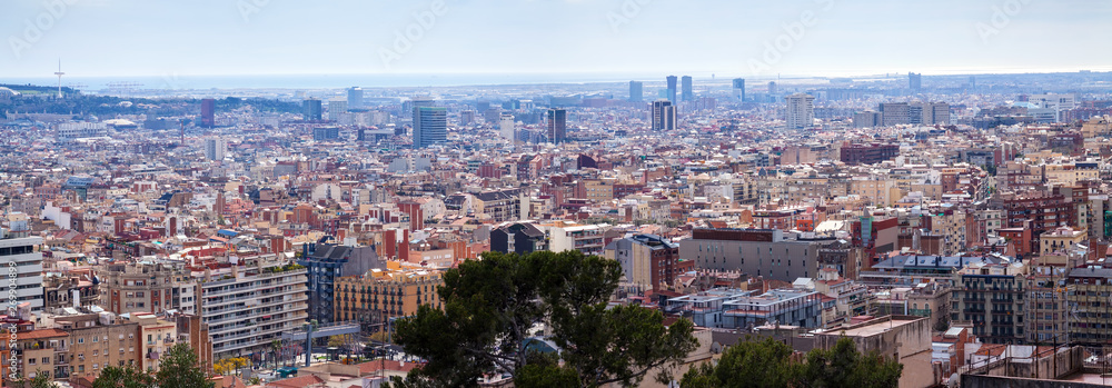 panoramic  view of picturesque Barcelona cityscape