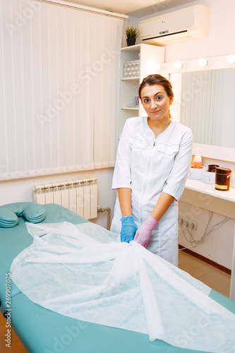 Cleaning of the workplace in the Spa.