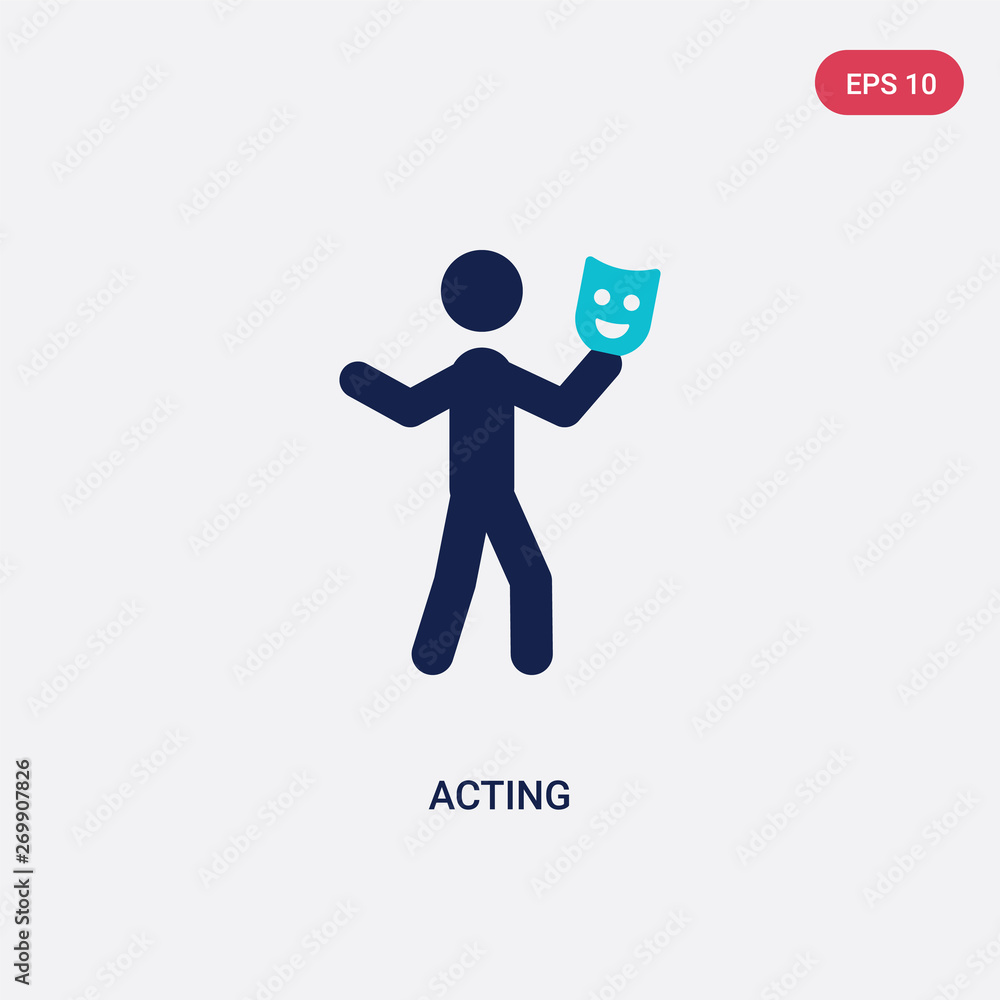 two color acting vector icon from activity and hobbies concept. isolated blue acting vector sign symbol can be use for web, mobile and logo. eps 10