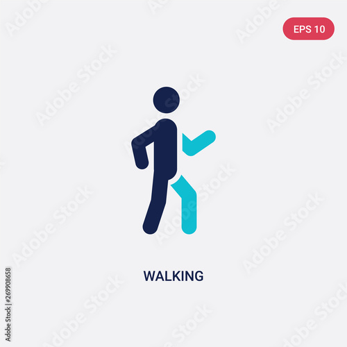 two color walking vector icon from activities concept. isolated blue walking vector sign symbol can be use for web, mobile and logo. eps 10