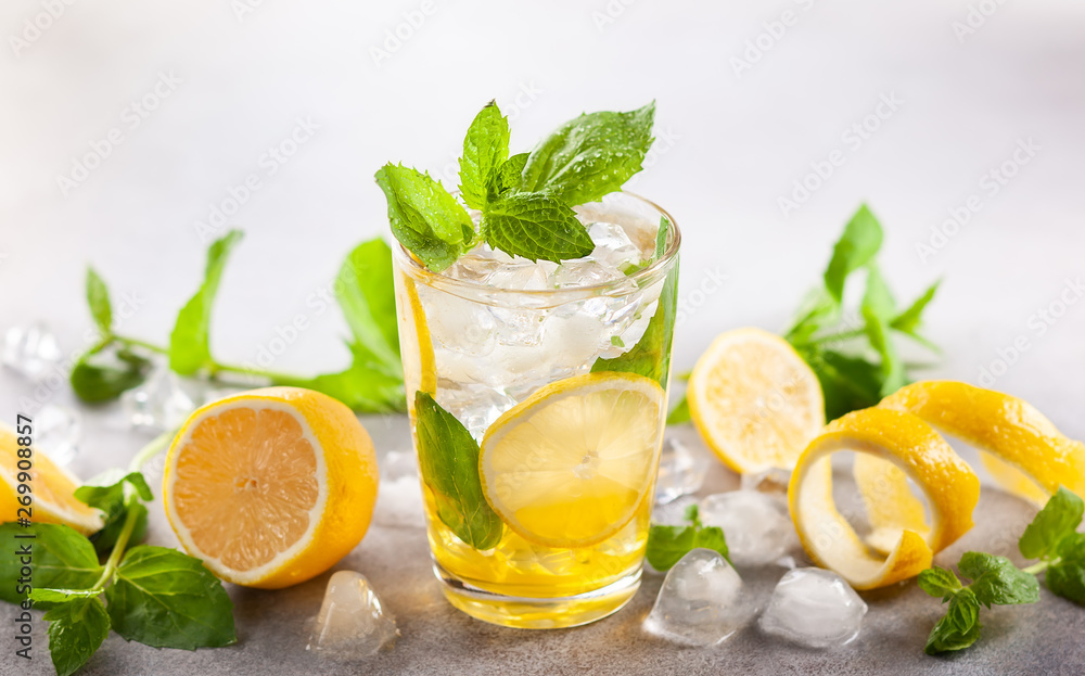 Homemade refreshing summer lemonade . Homemade refreshing summer lemonade .