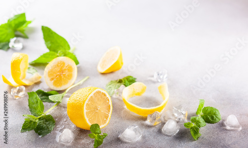Ingredients for homemade refreshing summer lemonade.