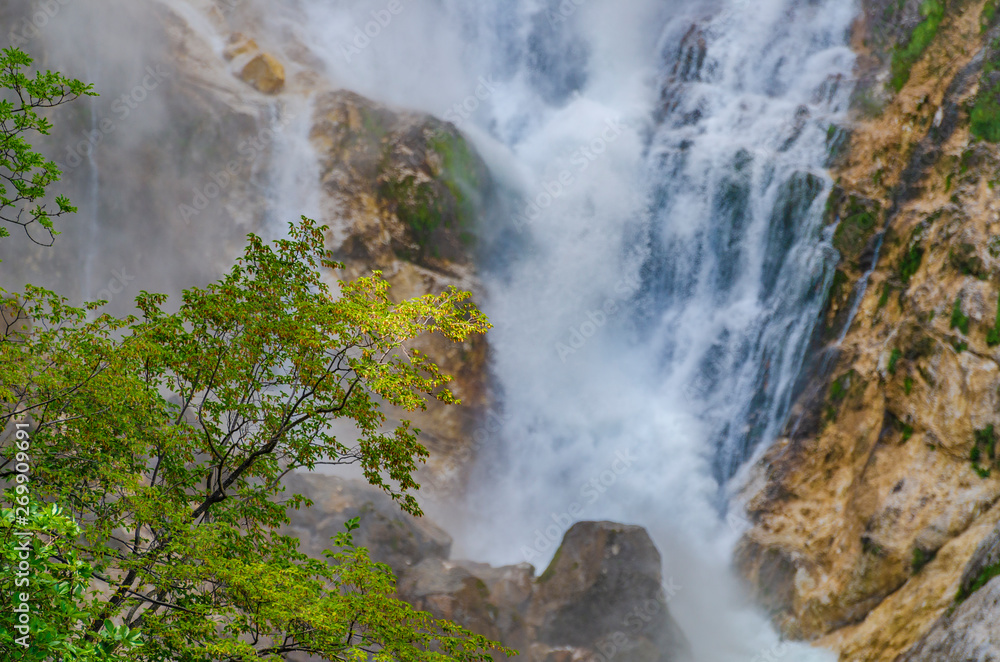 Big waterfall in Julian Alps.