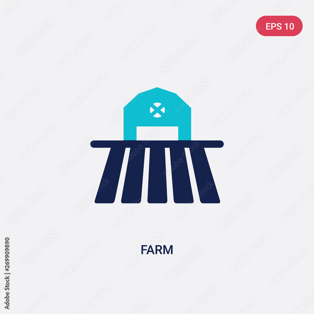 two color farm vector icon from farming and gardening concept. isolated blue farm vector sign symbol can be use for web, mobile and logo. eps 10