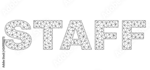 Mesh vector STAFF text caption. Abstract lines and points are organized into STAFF black carcass symbols. Linear carcass flat polygonal mesh in vector format.