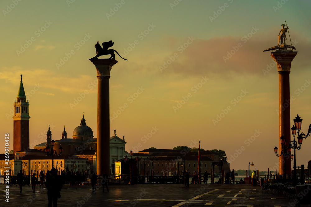 San Marco square in Venice during sunrise, Italy