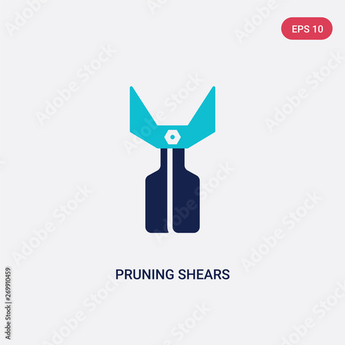 two color pruning shears vector icon from gardening concept. isolated blue pruning shears vector sign symbol can be use for web, mobile and logo. eps 10