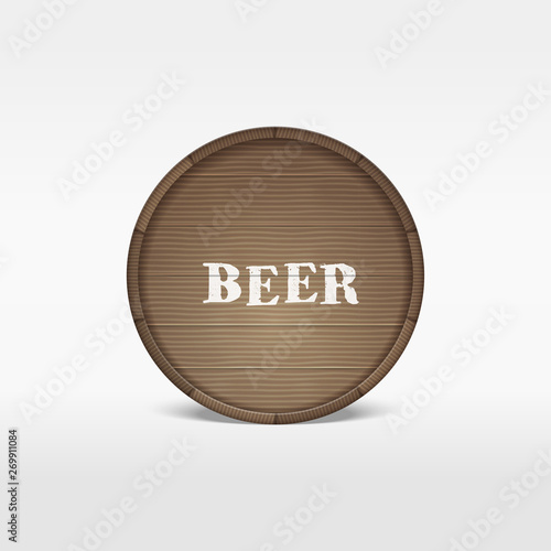 Beer wooden barrel. Vector illustration.