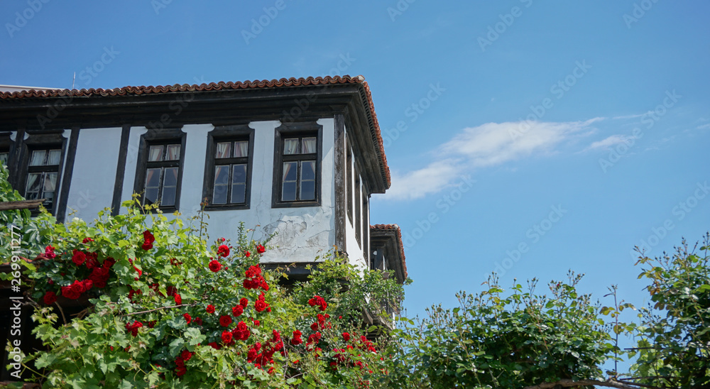 Traditional old house with roses