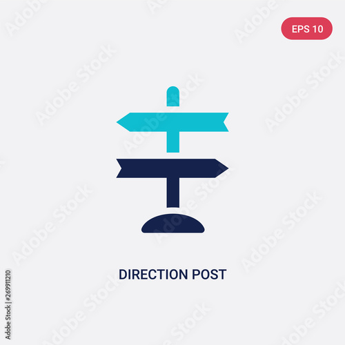 two color direction post vector icon from airport terminal concept. isolated blue direction post vector sign symbol can be use for web, mobile and logo. eps 10