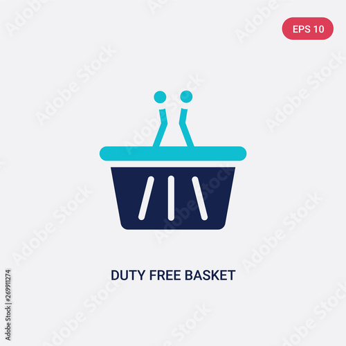 two color duty free basket vector icon from airport terminal concept. isolated blue duty free basket vector sign symbol can be use for web, mobile and logo. eps 10