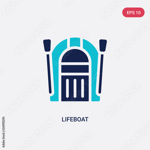 two color lifeboat vector icon from airport terminal concept. isolated blue lifeboat vector sign symbol can be use for web, mobile and logo. eps 10