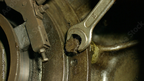 Obraz na płótnie Engine repair close up