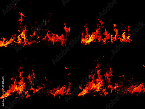 Set of burning flame backgrounds.