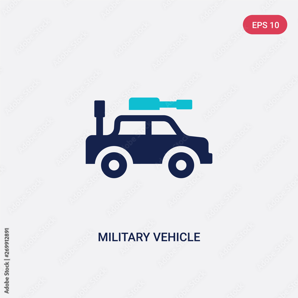 two color military vehicle vector icon from army concept. isolated blue military vehicle vector sign symbol can be use for web, mobile and logo. eps 10