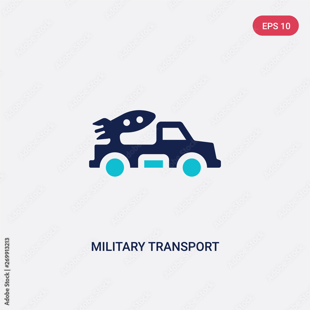 two color military transport vector icon from army concept. isolated blue military transport vector sign symbol can be use for web, mobile and logo. eps 10