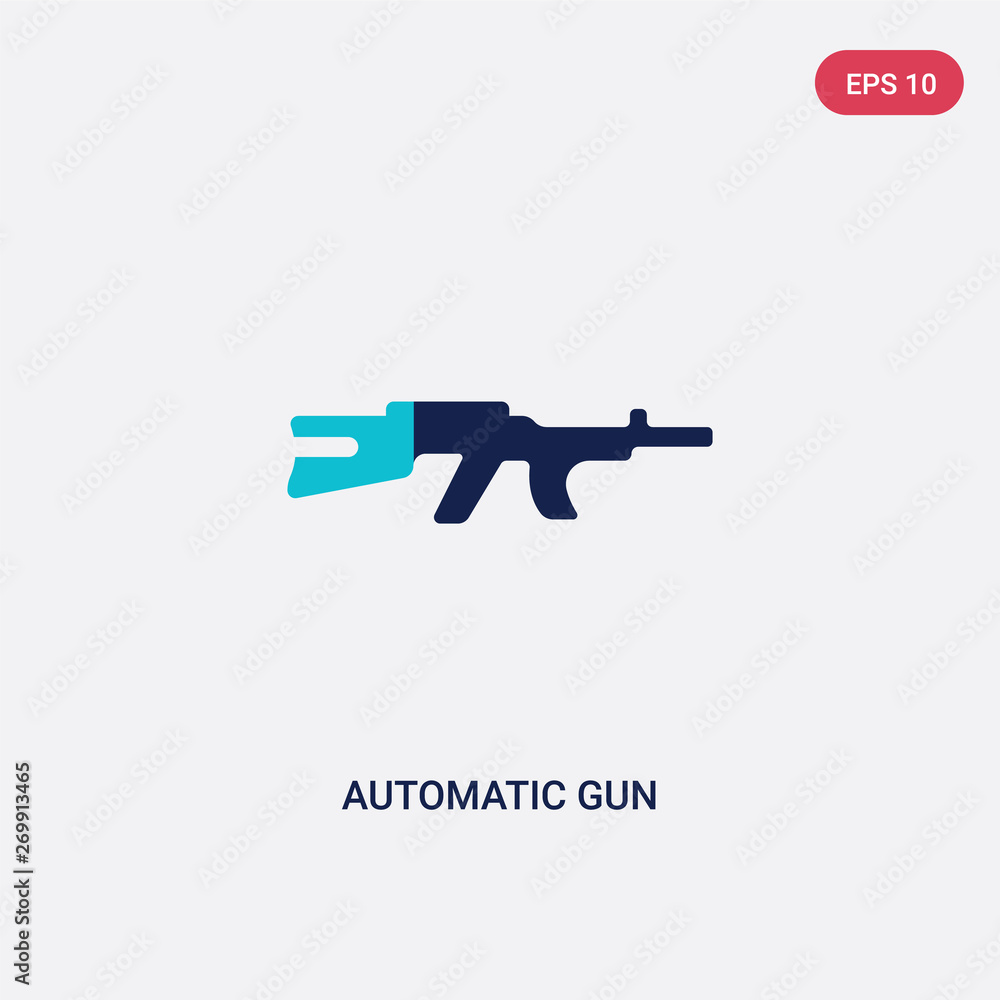 two color automatic gun vector icon from army and war concept. isolated blue automatic gun vector sign symbol can be use for web, mobile and logo. eps 10