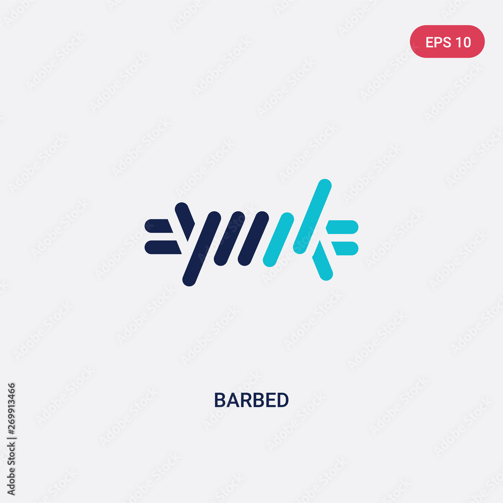 two color barbed vector icon from army and war concept. isolated blue barbed vector sign symbol can be use for web, mobile and logo. eps 10