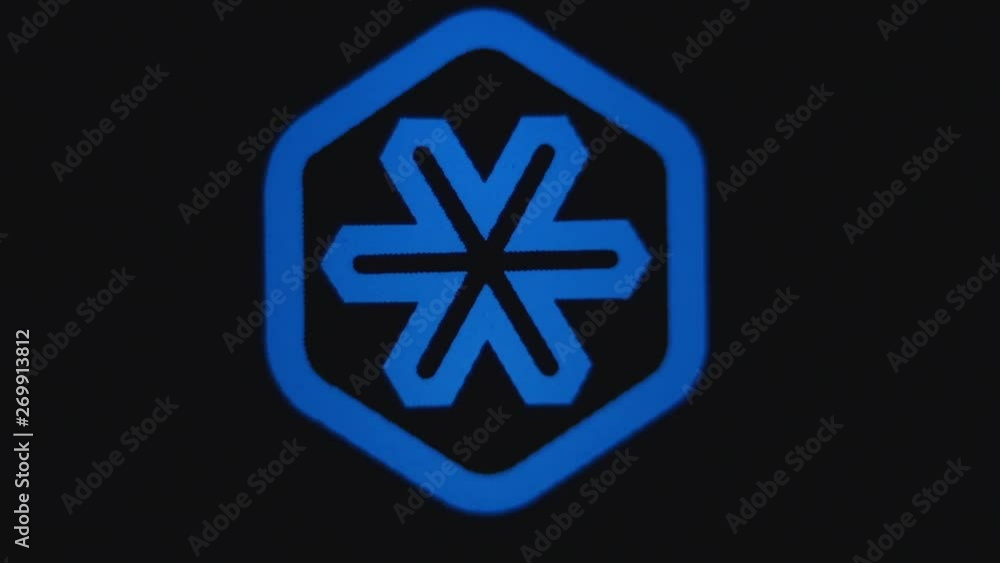 Blue Icon Or Symbol Cold On Display Refrigerator. Blue Icon Or Symbol Cold On Display Refrigerator.