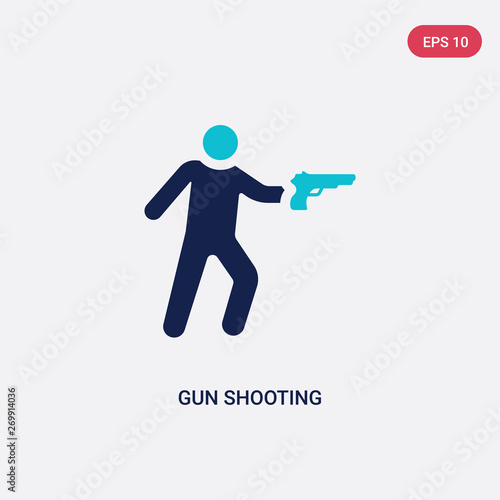 two color gun shooting vector icon from army and war concept. isolated blue gun shooting vector sign symbol can be use for web, mobile and logo. eps 10
