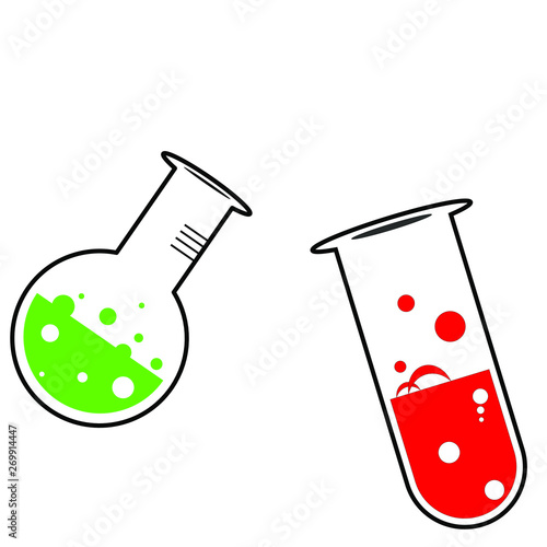 Two laboratory test tubes with liquids