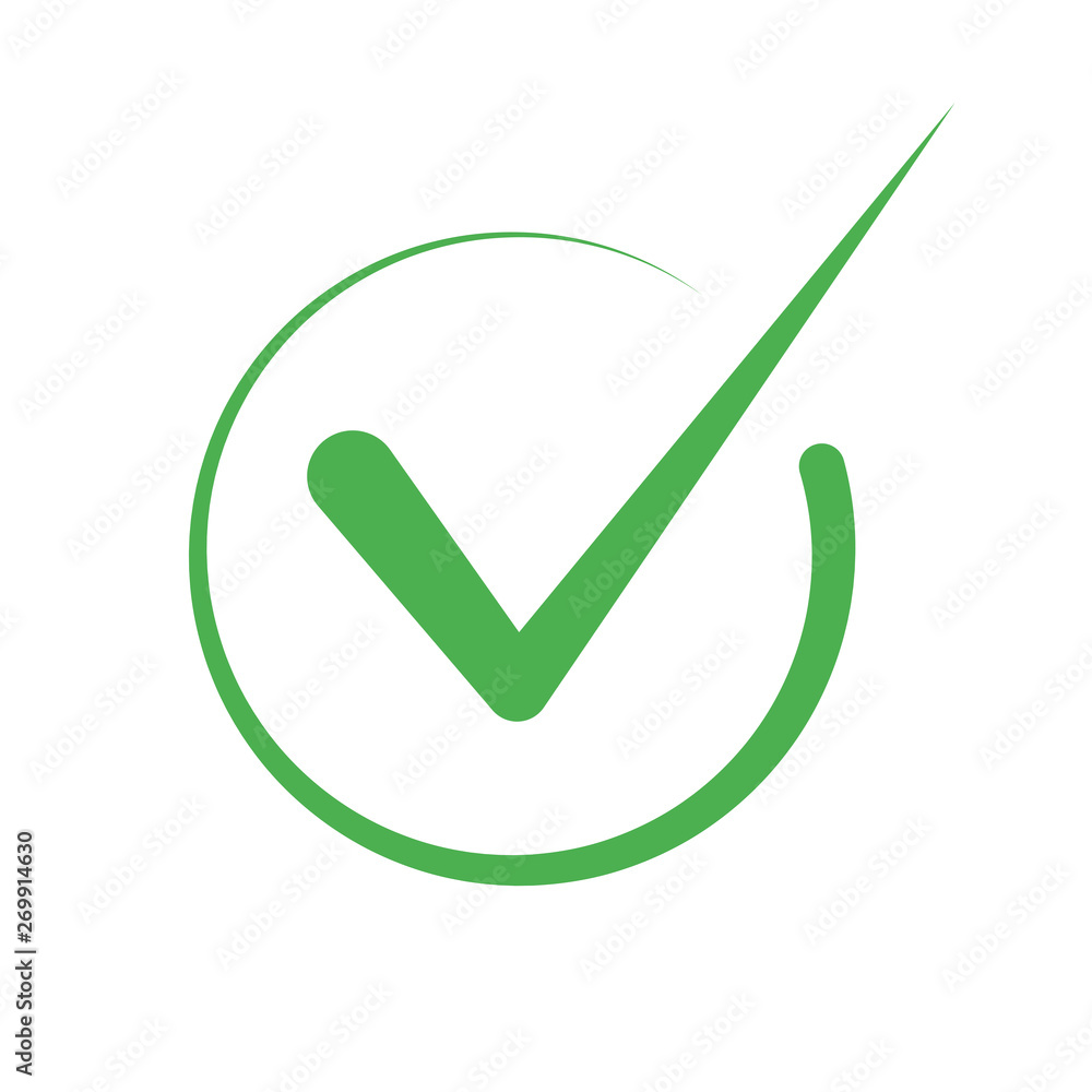 Checkmark vector icon. Put a green symbol on the white background. Vector illustration Checkmark vector icon. Put a green symbol on the white background. Vector illustration
