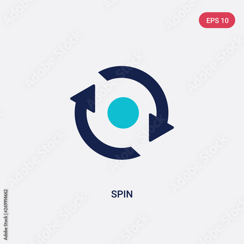 two color spin vector icon from arrows 2 concept. isolated blue spin vector sign symbol can be use for web, mobile and logo. eps 10