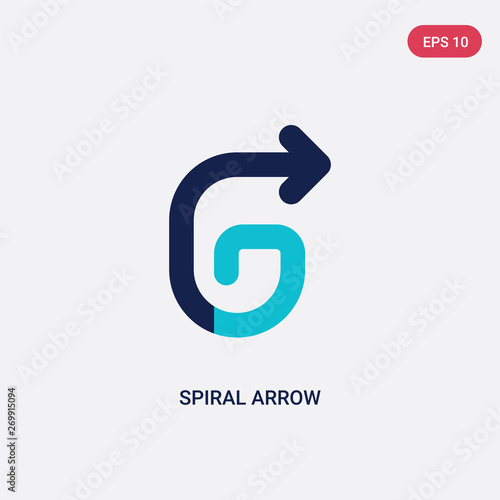two color spiral arrow vector icon from arrows concept. isolated blue spiral arrow vector sign symbol can be use for web, mobile and logo. eps 10