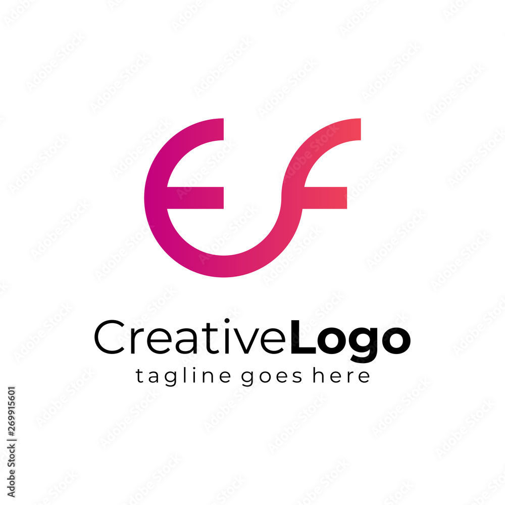 Gradient Circular Initial Letter E and F Business Logo Flat Vector Design Gradient Circular Initial Letter E and F Business Logo Flat Vector Design