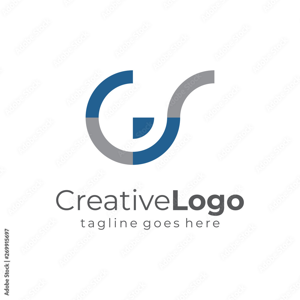 Circular Initial Letter G and S Business Logo Flat Vector Design