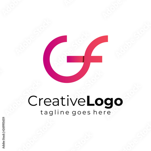 Circular Initial Letter G and F Business Logo Flat Vector Design