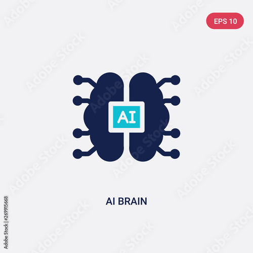 two color ai brain vector icon from artificial intellegence concept. isolated blue ai brain vector sign symbol can be use for web, mobile and logo. eps 10