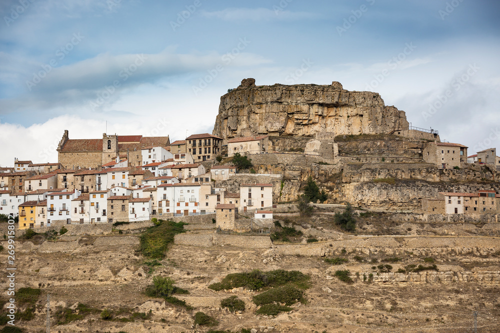 a view of Ares del Maestre (Maestrat) village, province of Castellon, Valencian Community, Spain