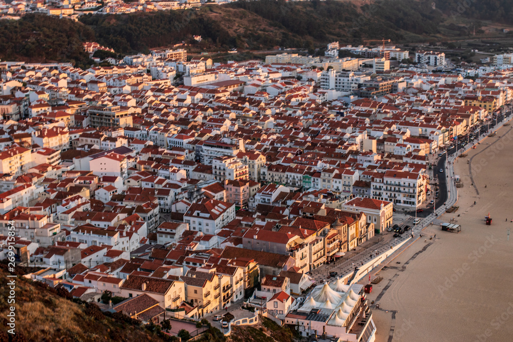 aerial view of nazare in portugal