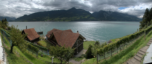 Lake Walen viewed from Quinten, Swiss Alps photo