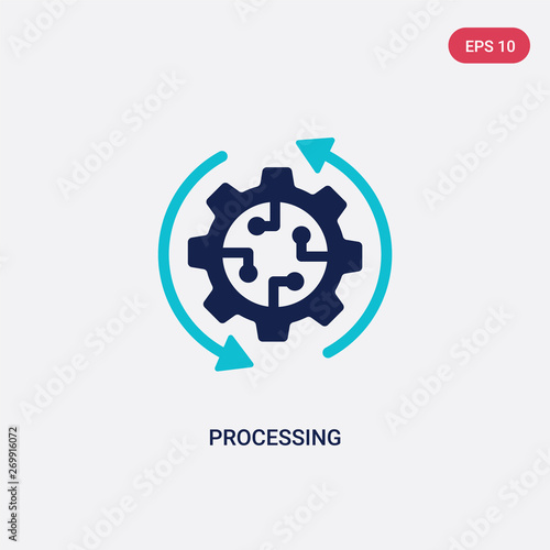 two color processing vector icon from artificial intellegence concept. isolated blue processing vector sign symbol can be use for web, mobile and logo. eps 10