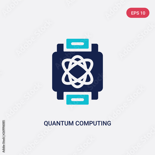 two color quantum computing vector icon from artificial intellegence concept. isolated blue quantum computing vector sign symbol can be use for web, mobile and logo. eps 10