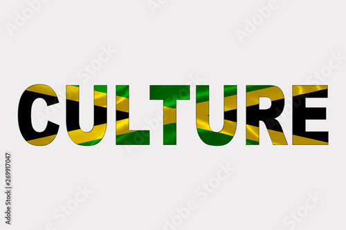 Culture word over Jamaican Flag. Cultural Diversity concept.