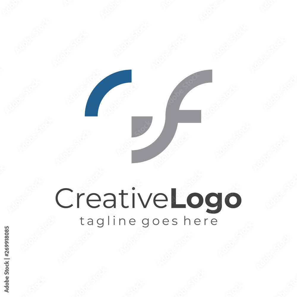 Blue and Grey Circular Initial Letter G and F Business Logo Flat Vector Design Blue and Grey Circular Initial Letter G and F Business Logo Flat Vector Design