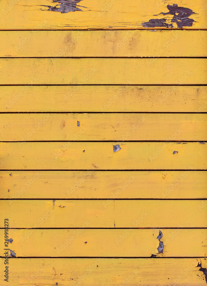 Fototapeta premium Yellow Painted Horizontal Wooden Planks