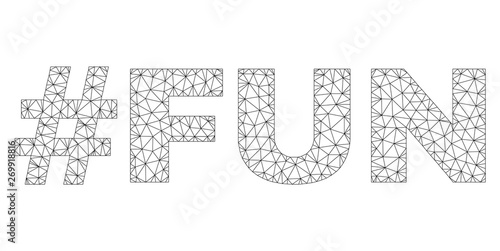 Mesh vector #FUN text. Abstract lines and dots are organized into #FUN black carcass symbols. Linear carcass flat polygonal mesh in vector EPS format.